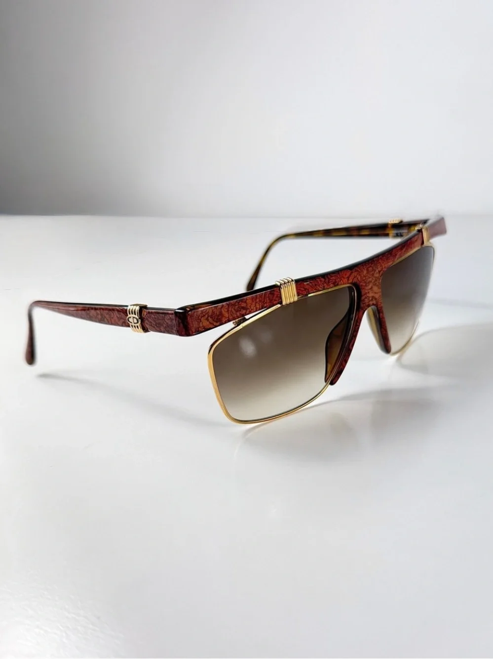 Vintage Christian Dior 2555 47 Sunglasses Flat Top Brow Aviator Deadstock VFC
